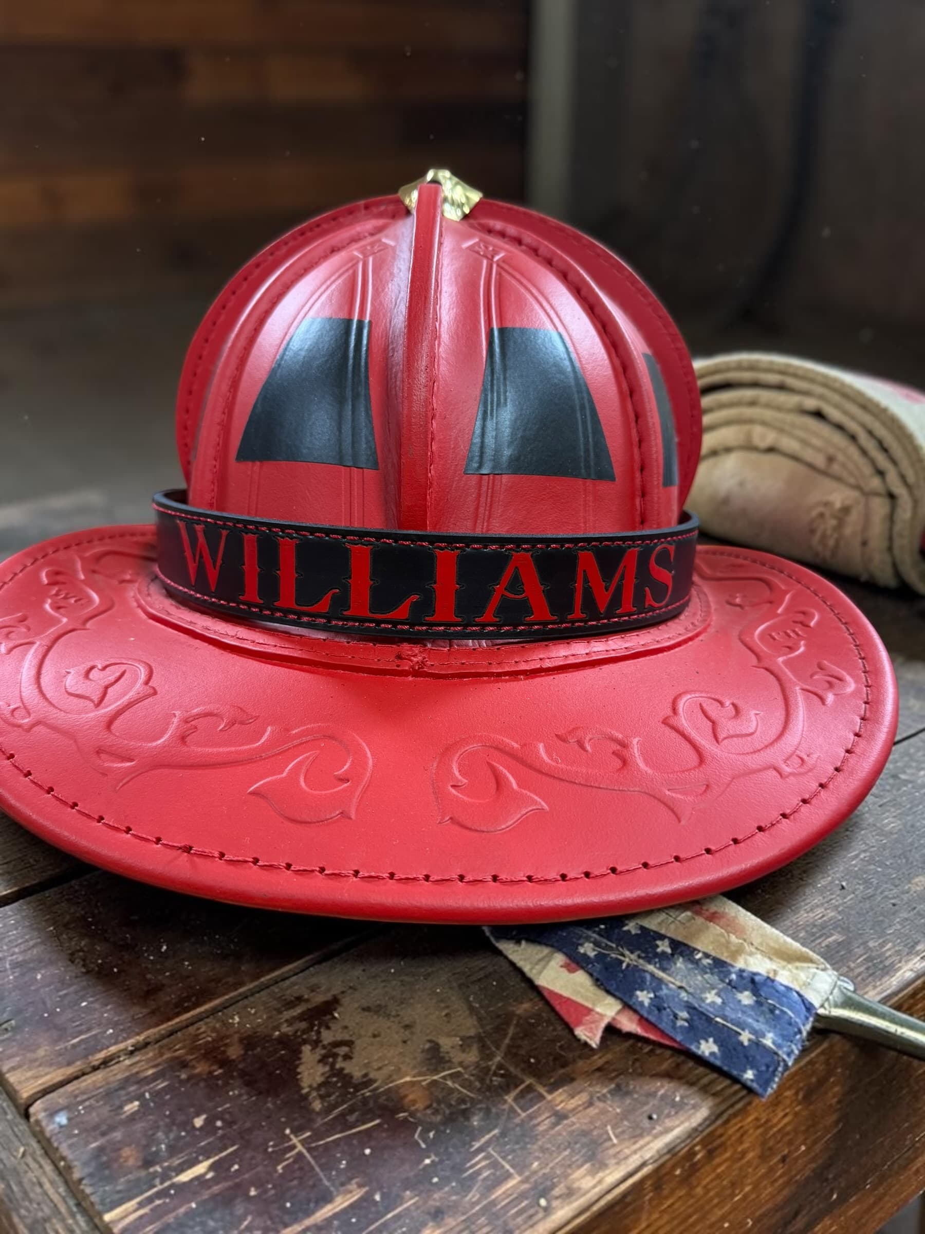 Custom Leather Firefighter Helmet Band — firefighter gear by Fire Helmet Shields