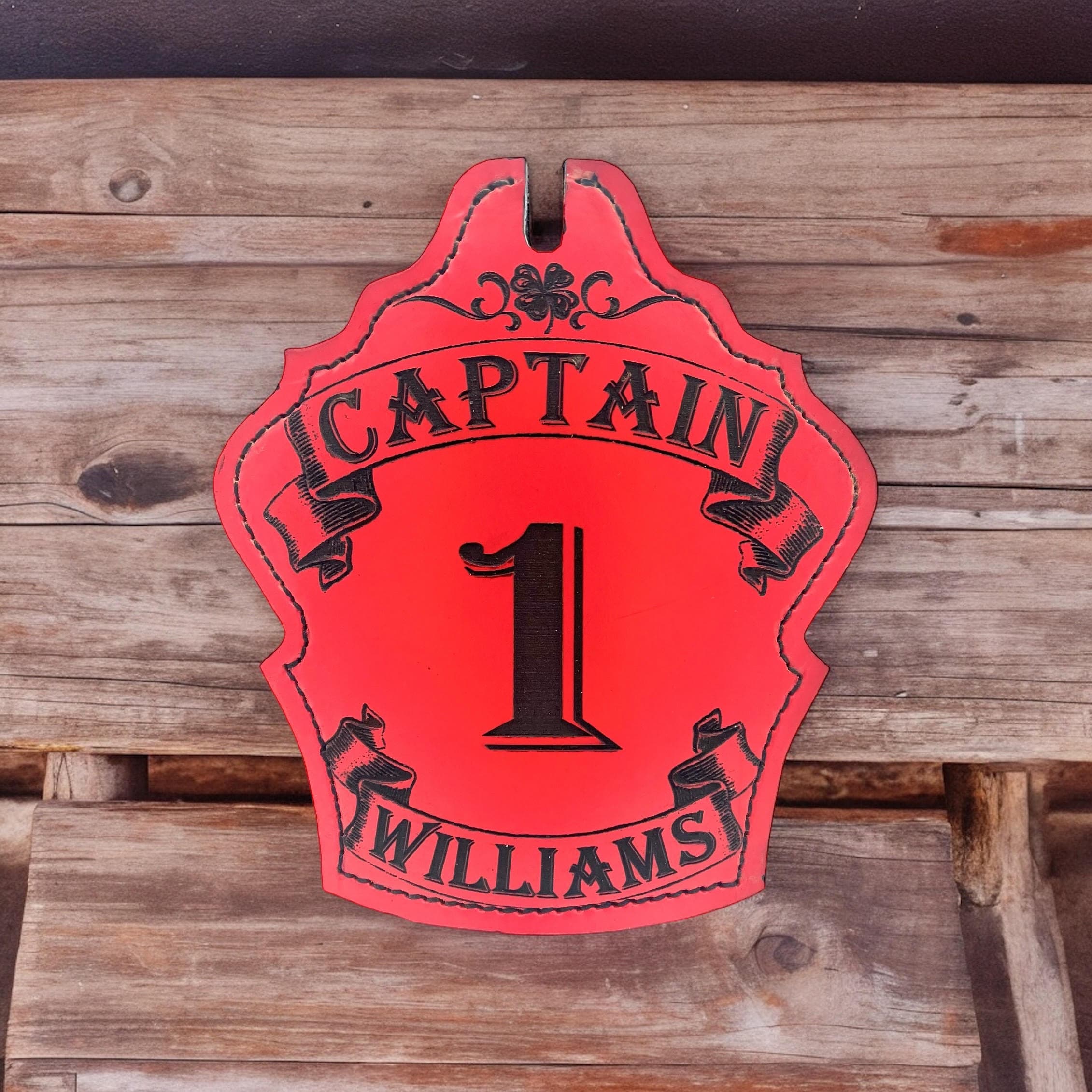 El Capitan red fire helmet shield